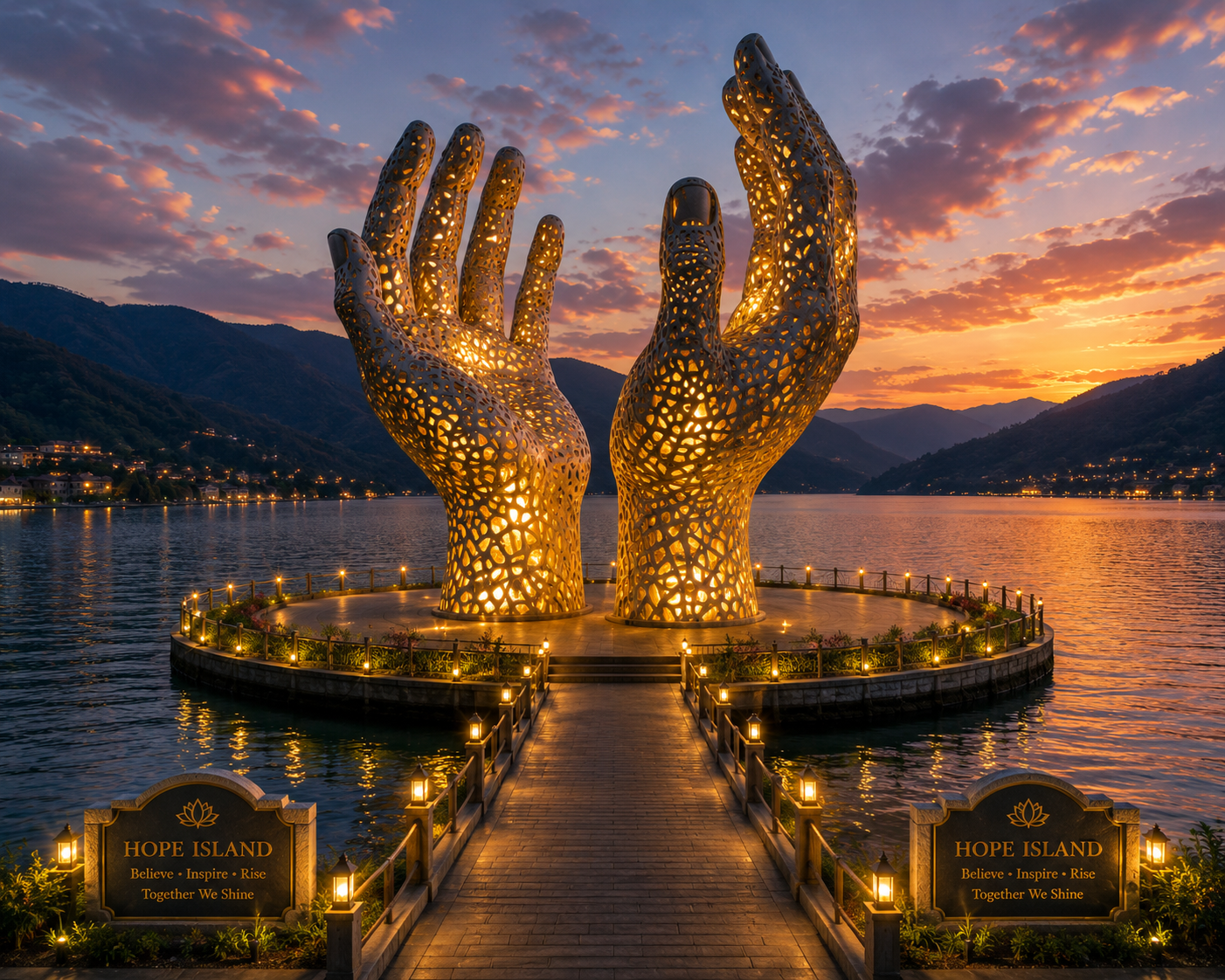 Floating Divine Hands Sculpture