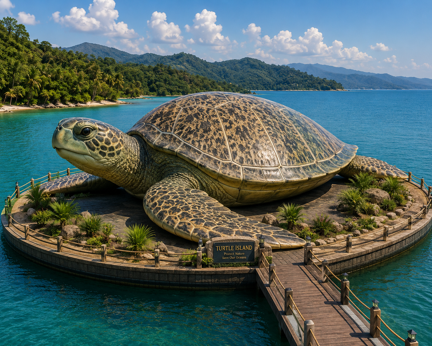 Floating Sea Turtle Statue