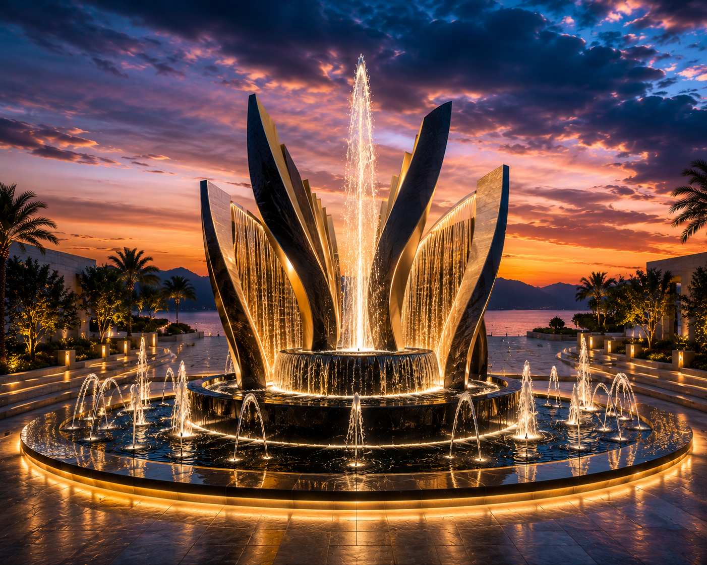 Lotus Crown Architectural Fountain