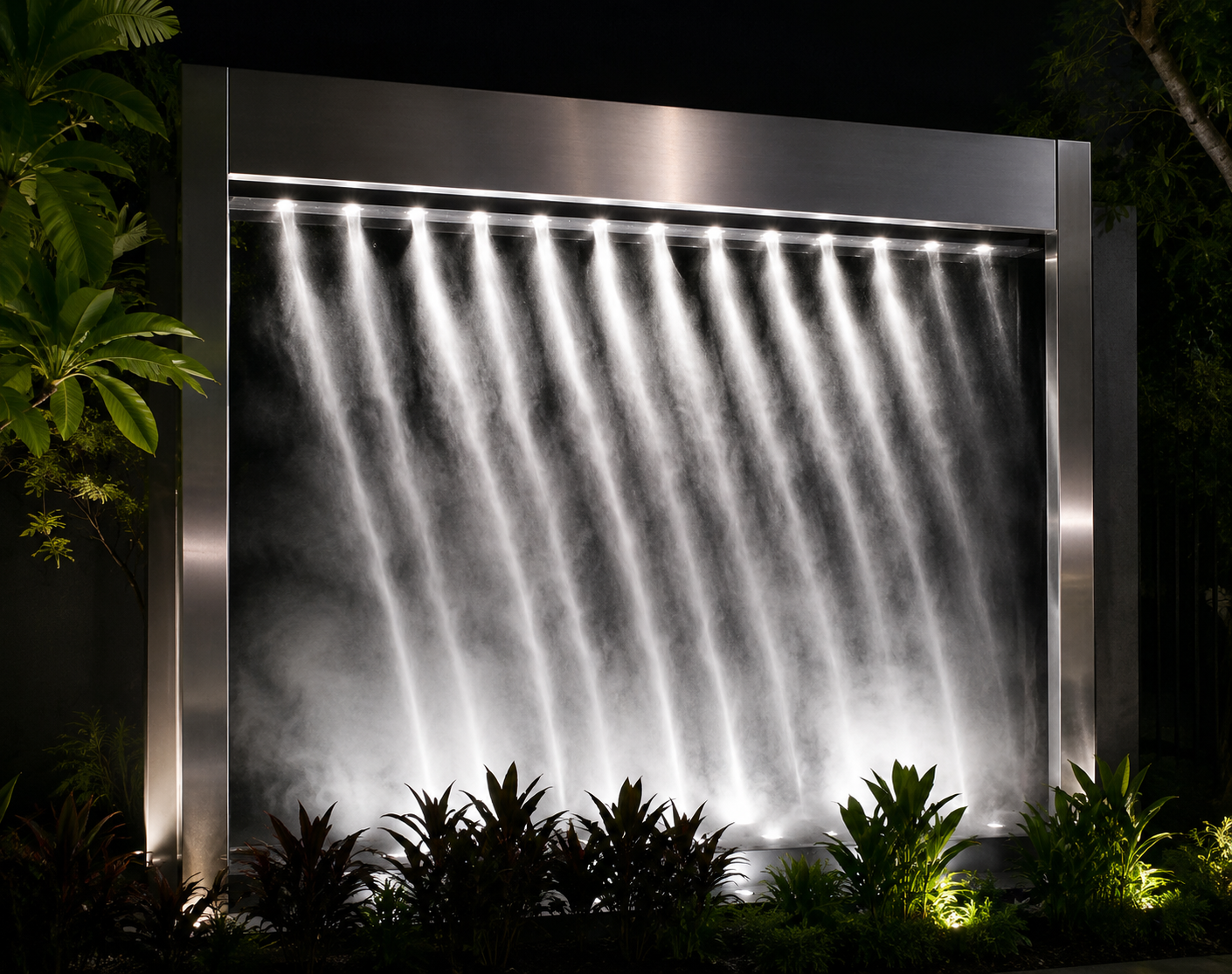 Illuminated Water Curtain Wall