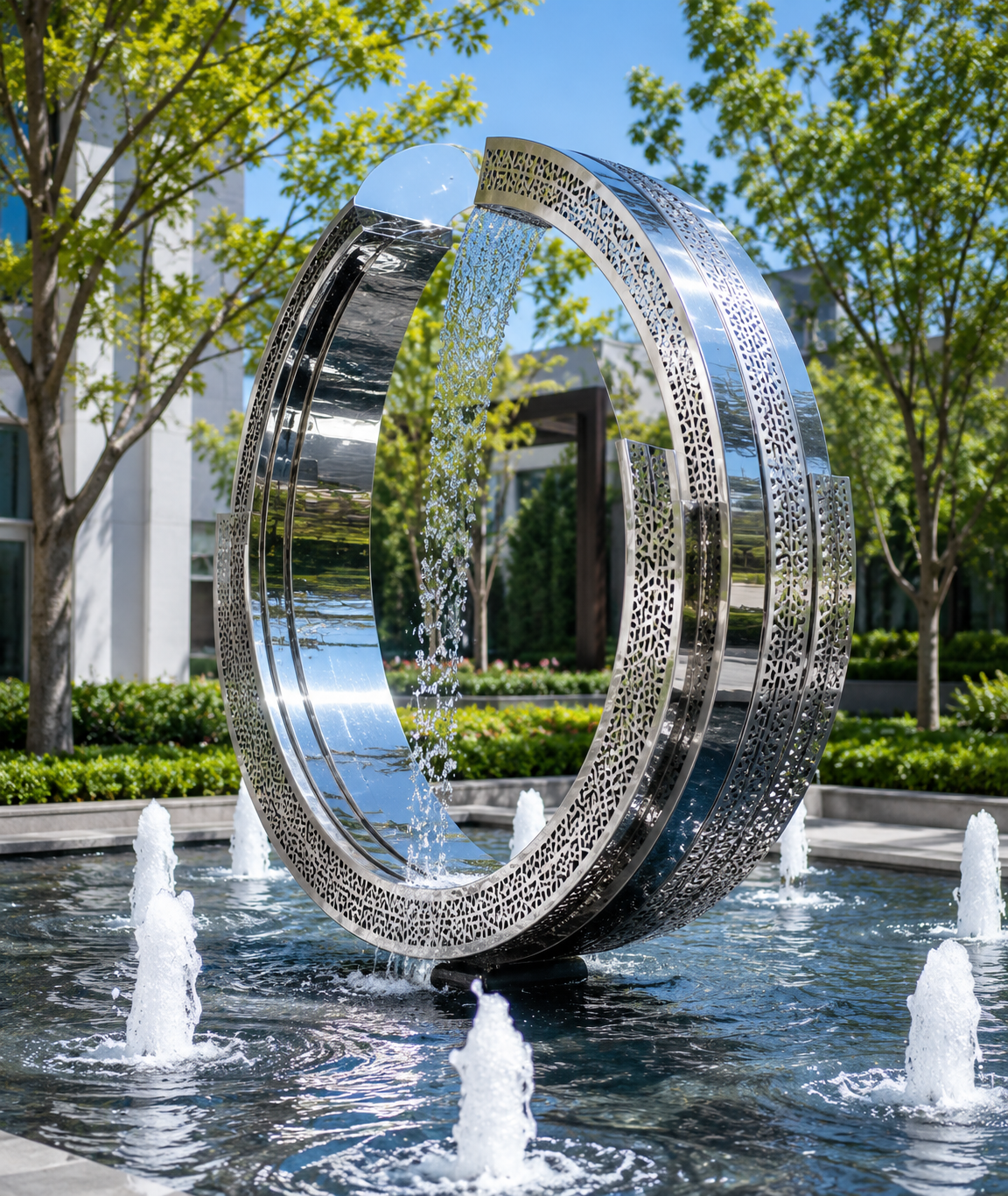 Celestial Ring Sculpture witn Fountain