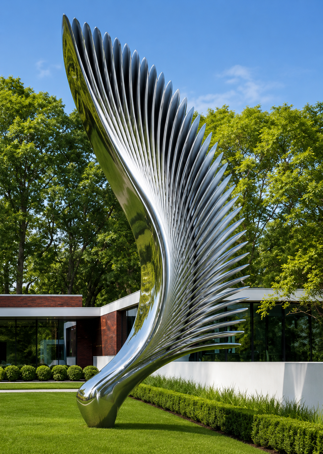 Winged Elegance Stainless Steel Sculpture