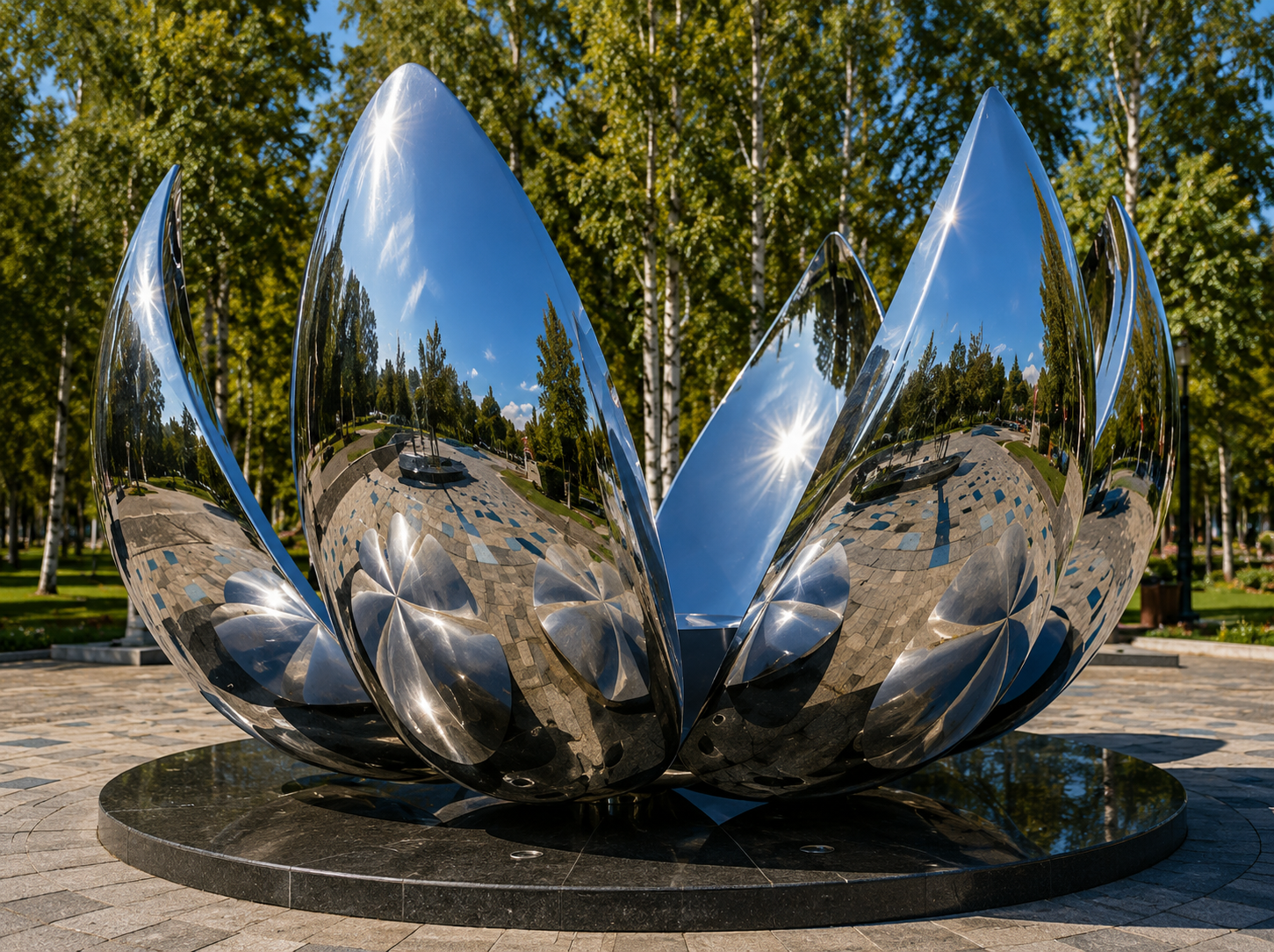 Lotus Bloom Stainless Steel Sculpture
