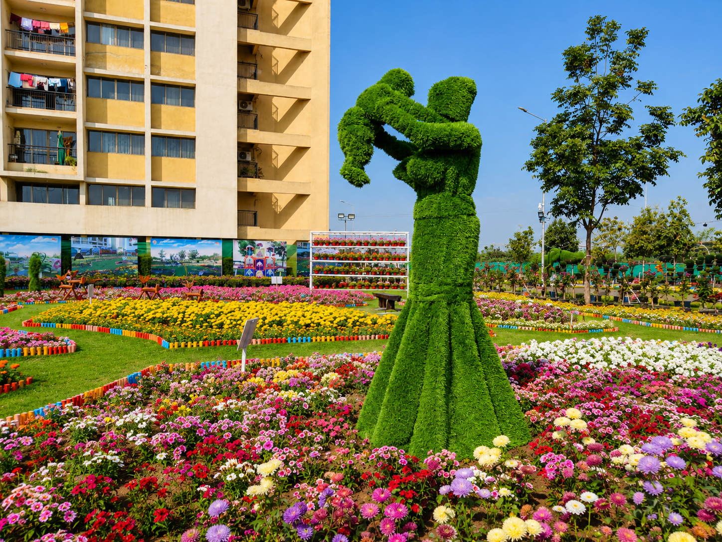 Mother & Child Topiary Sculpture