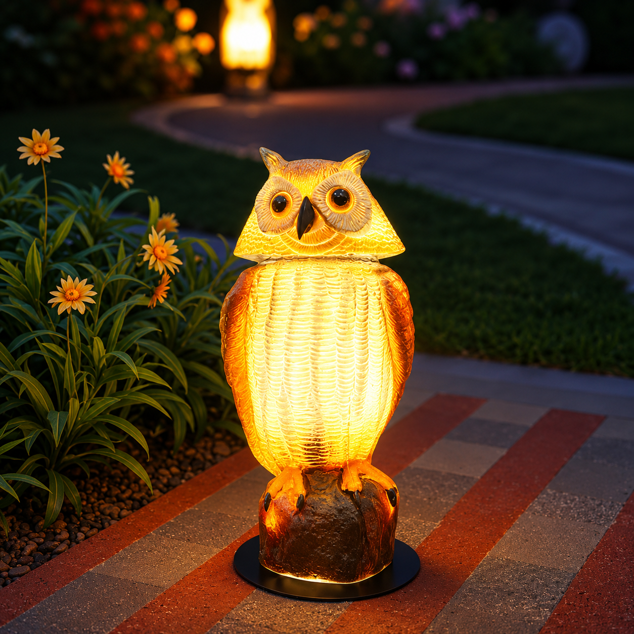 Owl Garden Lamp Sculpture