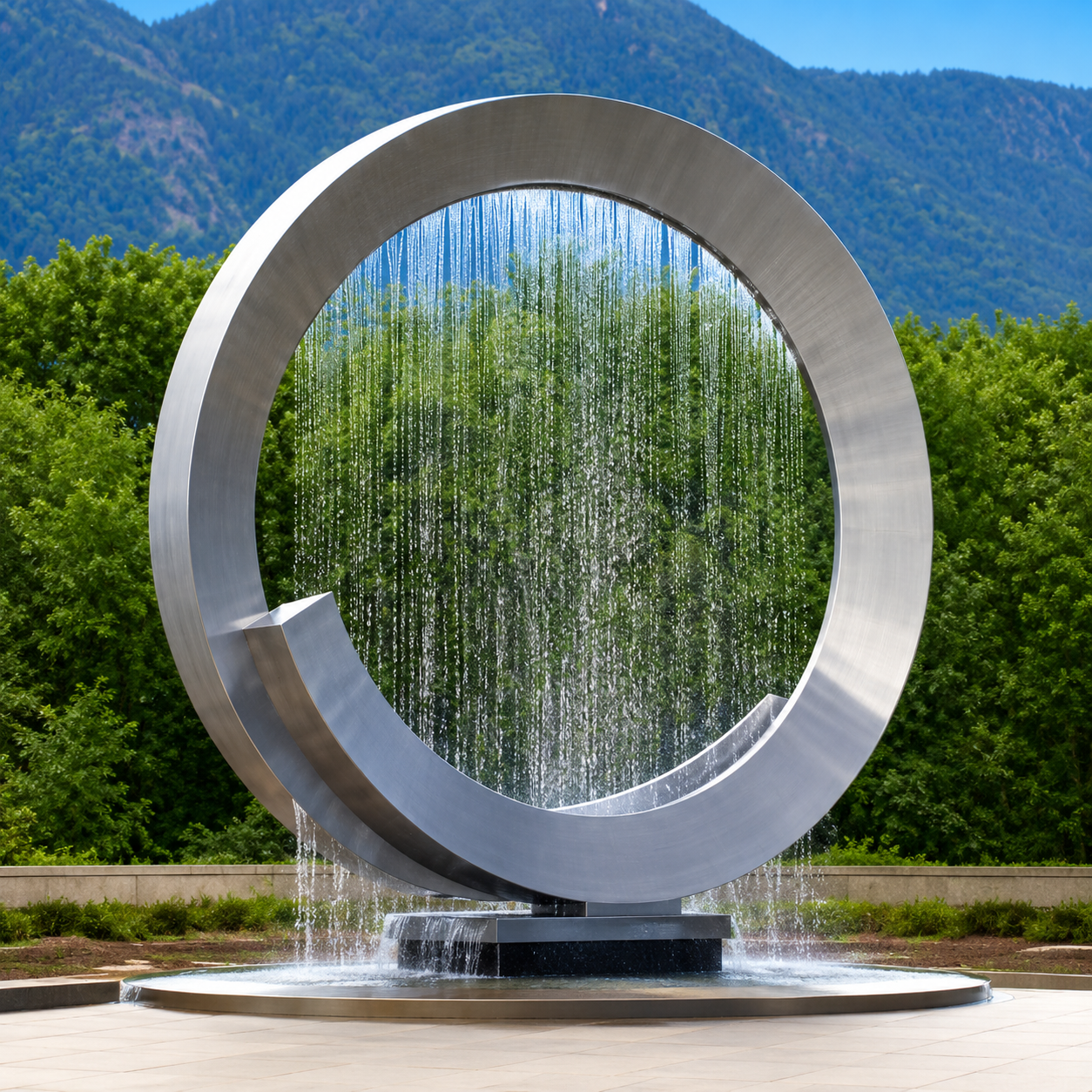 Infinity Ring Sculpture with Fountain