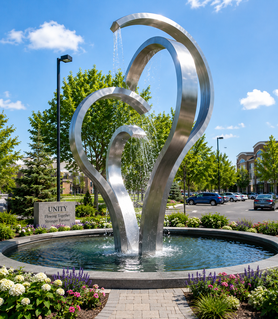Love Arc Sculpture with Fountain